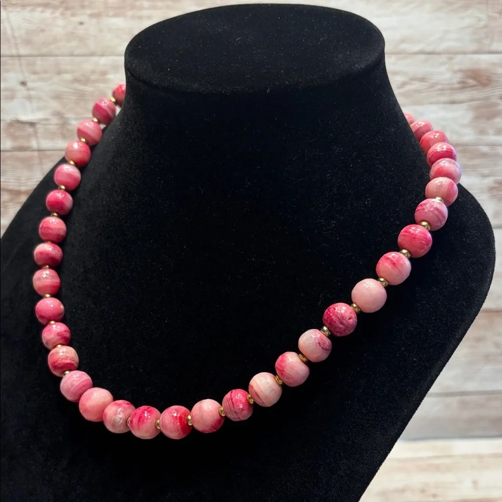 Elegant Rhodochrosite Pink Beaded Necklace